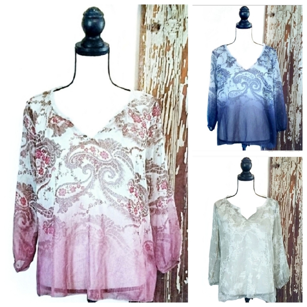 Bundle Of 3 Sonoma Sheer Peasant Blouse Size S